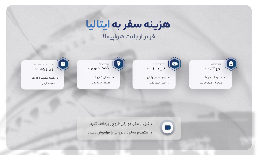هزینه سفر به ایتالیا