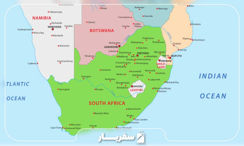 نقشه آفریقای جنوبی 