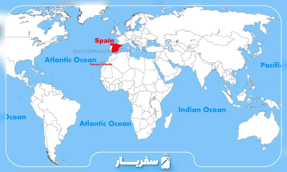اسپانیا بر روی نقشه جغرافیایی