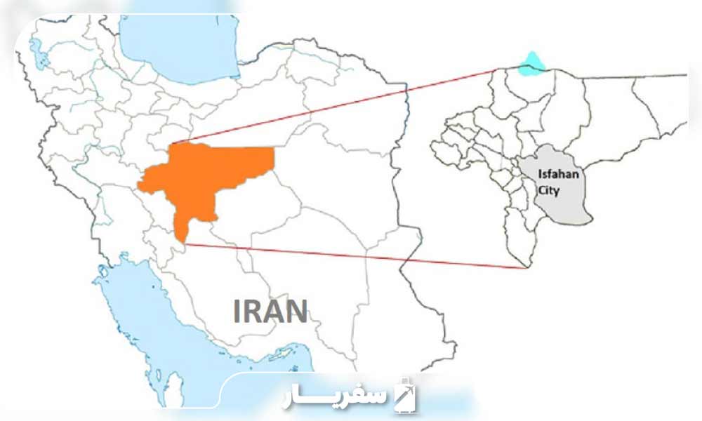 شهر اصفهان ایران بر روی نقشه 
