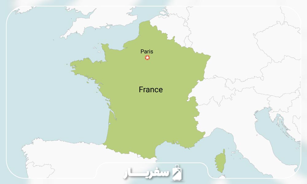 فرانسه بر روی نقشه جغرافیا