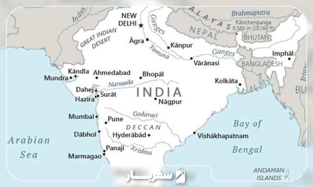 گوا بر روی نقشه جغرافیایی هند