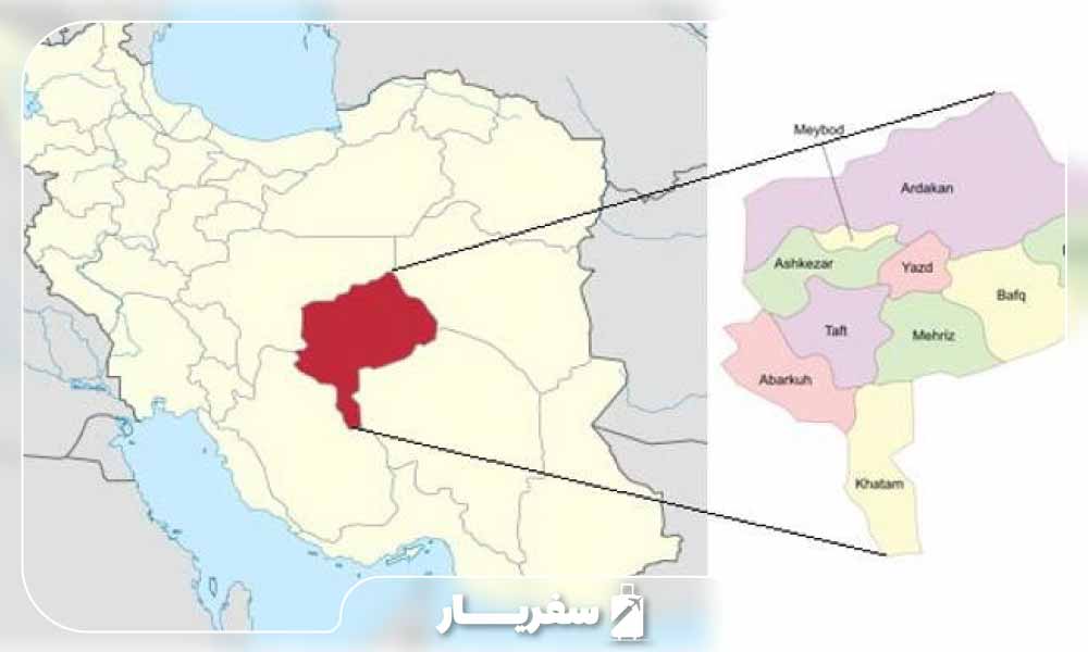 یزد در نقشه جغرافیایی ایران